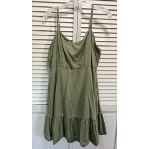 Old Navy Olive Green Midi Dress with Ruffle Hem